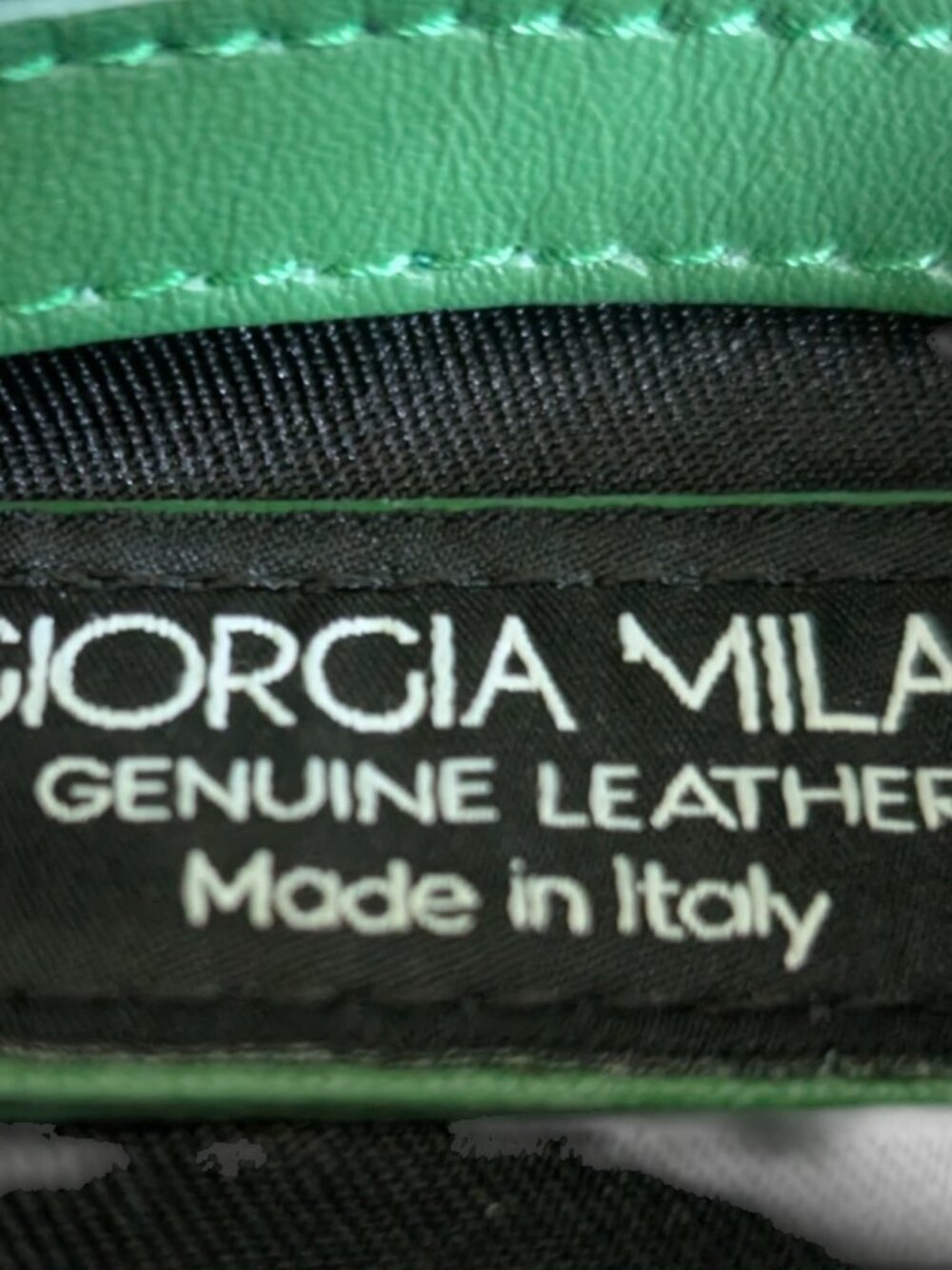 Giorgia Milani Genuine Leather Woven Crescent Shoulder Bag Green - Picture 4 of 7